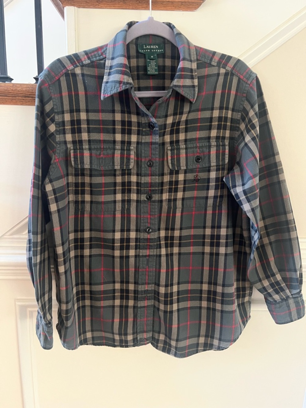 Lauren Ralph Lauren womens  Plaid Flannel Button-Up Shirt